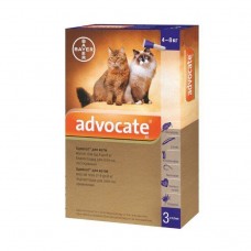 Краплі на холку для котів та тхорів Bayer «Advocate» (Адвокат) від 4 до 8 кг, 3 піпетки (від зовнішніх та внутрішніх паразитів) - rds