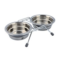Миски металлические на подставке Trixie с шумовыми заглушками «Eat on Feet» 2 x 250 мл / 11 см