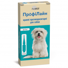 Краплі на холку для собак ProVET «ПрофіЛайн» до 4 кг, 4 піпетки (від зовнішніх паразитів)