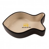 Миска керамическая Duvo+ «Dinner Time» в форме рыбки 300 мл / 17 см x 10,5 см x 4,5 см (черная)