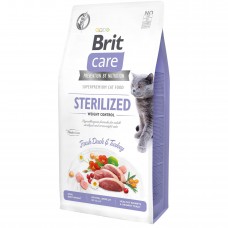 Сухой корм для стерелизованных кошек с лишним весом Brit Care Cat GF Sterilized Weight Control 7 кг (утка и индейка)