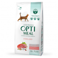 Сухой корм для стерилизованных кошек Optimeal Adult Cat Sterilised Beef Sorghum 1,5 кг(говядина и сорго)