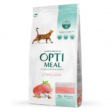 Сухой корм для стерилизованных кошек и кастрированных котов Optimeal с высоким содержанием говядины 10 кг (говядина и сорго)