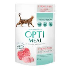 Влажный корм для стерилизованных кошек Optimeal pouch 85 г (говядина и индейка)