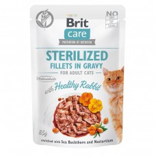 Влажный корм для стерилизованных котов Brit Care Cat pouch 85 г (филе кролика в соусе)