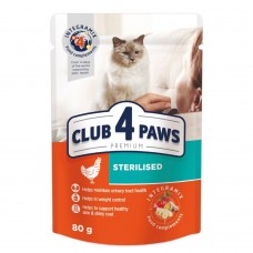 Влажный корм для стерилизованных котов Club 4 Paws Premium 80 г (курица)