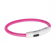 Ошейник Trixie полиуретановый светящийся USB «Flash» L-XL 65 cм / 7 мм (розовий)