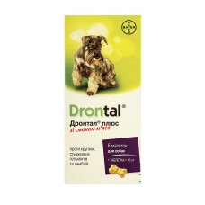 Таблетки для собак Bayer «Drontal Plus» (Дронтал Плюс) на 10 кг, 6 таблеток (для лечения и профилактики гельминтозов)