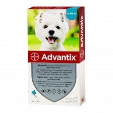 Капли на холку для собак Bayer «Advantix» (Адвантикс) от 4 до 10 кг, 4 пипетки (от внешних паразитов)
