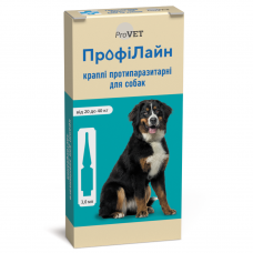 Капли на холку для собак ProVET «ПрофиЛайн» от 20 до 40 кг, 4 пипетки (от внешних паразитов)