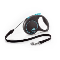 Поводок-рулетка Flexi с тросом «Black Design» M 5м / 20 кг (синяя)