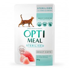 Влажный корм для стерилизованных кошек Optimeal 85 г (индейка и курица)