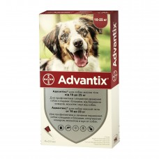 Краплі на холку для собак Bayer «Advantix» (Адвантікс) від 10 до 25 кг, 4 піпетки (від зовнішніх паразитів)