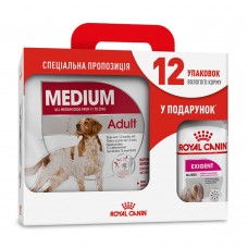 Акционный набор для собак Royal Canin Medium Adult 4 кг + Royal Canin Exigent loaf wet 12 шт х 85 г (домашняя птица)