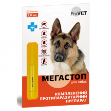 Капли на холку для собак ProVET «Мега Стоп» от 20 до 30 кг, 1 пипетка (от внешних и внутренних паразитов)