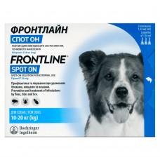 Капли на холку для собак Boehringer Ingelheim (Merial) «Frontline» СПОТ Он от 10 до 20 кг, 3 пипетки (от внешних паразитов)