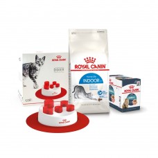 Сухий корм для котів, які живуть у приміщенні Royal Canin Indoor | 2 кг + 12 шт х 85 г паучів вологого корму для котів + інтерактивна годівниця