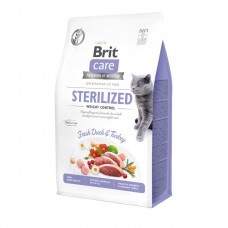 Сухой корм для стерилизованных кошек с лишним весом Brit Care Cat GF Sterilized Weight Control 2 кг (утка и индейка)