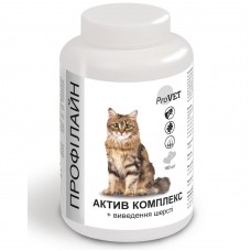 Витаминно-минеральная добавка для котов ProVET Профілайн Актив комплекс + выведение шерсти 180 табл, 145 г