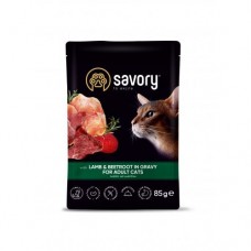 Влажный корм Savory для взрослых кошек, ягненок со свеклой в соусе, пауч, 85 г