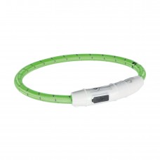 Ошейник Trixie полиуретановый светящийся USB «Flash» L-XL 65 cм / 7 мм (зелёный)