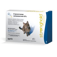 Краплі на холку для кішок Стронгхолд 6% 0,75 мл от 2,6 до 7,5к, 3 піпетки (від зовнішніх та внутрішніх паразитів)