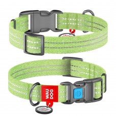 Ошейник Collar WAUDOG Re-cotton светоотражающий c QR паспортом 35-58 см / 25 мм (салатовый)