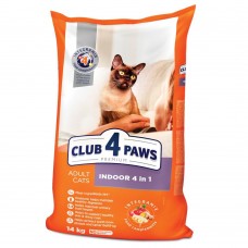 Сухой корм для взрослых кошек Club 4 Paws Premium Indoor 4 в 1, 14 кг (курица)