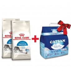 Сухий корм для котів, що живуть у приміщенні Royal Canin Indoor | 4 кг + Catsan 10 л (домашня птиця)