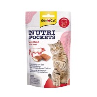 Вітамінні ласощі для котів GimCat Nutri Pockets Яловичина + Солод 60 г (для чутливого травлення)