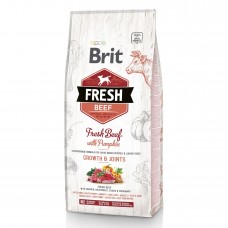 Сухой корм для щенков и молодых собак крупных пород Brit Fresh Beef Pumpkin Puppy Junior Growth & Joints 12 кг (говядина)