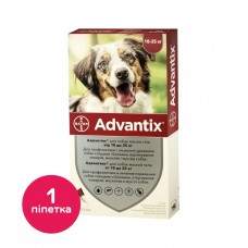 Капли на холку для собак Bayer «Advantix» (Адвантикс) от 10 до 25 кг, 1 пипетка (от внешних паразитов)