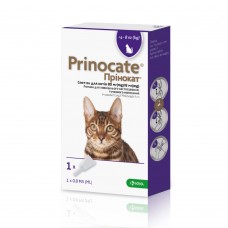 Краплі на холку для котів KRKA «Prinocat» (Прінокат) №3, до 4-8 кг, 80мг/8мг/0,8мл упаковка (від зовнішніх і внутрішніх паразитів)
