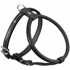 Шлея Hunter шкіряна «Harness Round & Soft Luxus Elk Petit» 45-51 см / 8-18 мм (чорний)