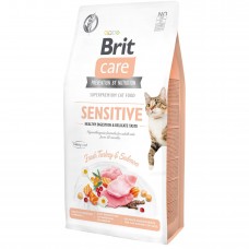 Сухой корм для привередливых кошек Brit Care Cat GF Sensitive HDigestion & Delicate Taste 7 кг (индейка и лосось)