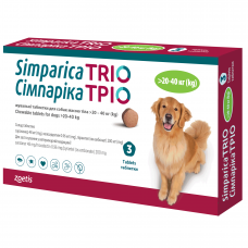 Жевательные таблетки для собак от блох, клещей и гельминтов Симпарика ТРИО от 20-40 кг, 3 таблетки (от наружных и внутренних паразитов)
