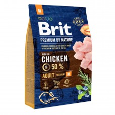 Сухой корм для взрослых собак средних пород (весом от 10 до 25 кг) Brit Premium Adult M 3 кг (курица)