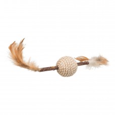 Игрушка для кошек Trixie Мяч на палочке с перьями 20 см (джут)