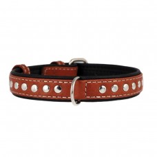 Ошейник Collar кожаный с металлическими украшениями «Soft» (Софт) 27-36 см / 15 мм (коричневый)