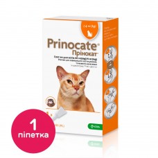 Краплі на холку для котів KRKA «Prinocat» (Прінокат) №3, до 4 кг, 40мг/4мг/0,4мл 1 піпетка (від зовнішніх і внутрішніх паразитів)
