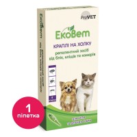 Капли на холку для кошек и собак мелких пород ProVET «ЭкоВет» 1 пипетка (от внешних паразитов) - cts