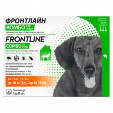 Капли на холку для собак Boehringer Ingelheim (Merial) «Frontline Combo» (Фронтлайн Комбо) от 2 до 10 кг, 3 пипетки (от внешних паразитов)