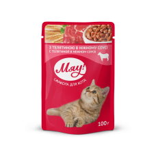 Влажный корм в соусе для взрослых кошек МЯУ 100 г (телятина)