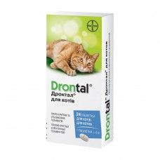 Таблетки для котів Bayer «Drontal» (Дронтал) на 4 кг, 24 таблетки (для лікування та профілактики гельмінтозів)