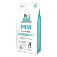 Сухой корм для собак миниатюрных пород с избыточным весом или стерилизованных Brit Care Mini GF Light & Sterilised 7 кг (лосось и кролик)