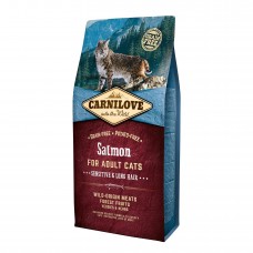 Сухой корм для кошек с чувствительным пищеварением Carnilove Cat Salmon - Sensitive & Long Hair 6 кг (лосось)