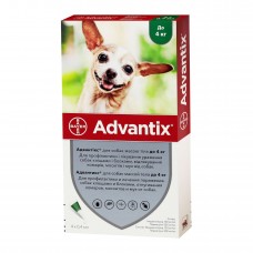 Капли на холку для собак Bayer «Advantix» (Адвантикс) до 4 кг, 4 пипетки (от внешних паразитов)
