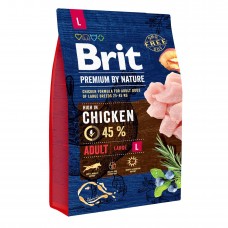 Сухой корм для взрослых собак крупных пород (весом от 25 до 45 кг) Brit Premium Adult L 3 кг (курица)