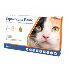 Капли на холку для кошек Стронгхолд Плюс 30 мг 2,5 мг, от 2,5 до 5кг, 3 пипетки (от внешних и внутренних паразитов)