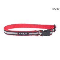Ошейник для собак светоотражающий Amiplay Shine M 25-40 см / 15 мм (красный)